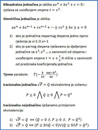 bikvadratna simetrična i iracionalna jednačina