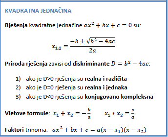 kvadratna jednačina Vietove formule