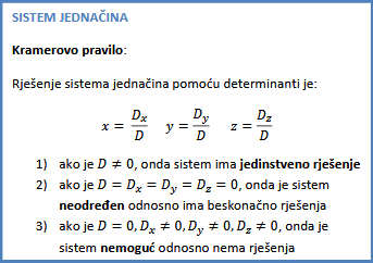 Kramerovo pravilo i diskusija sistema